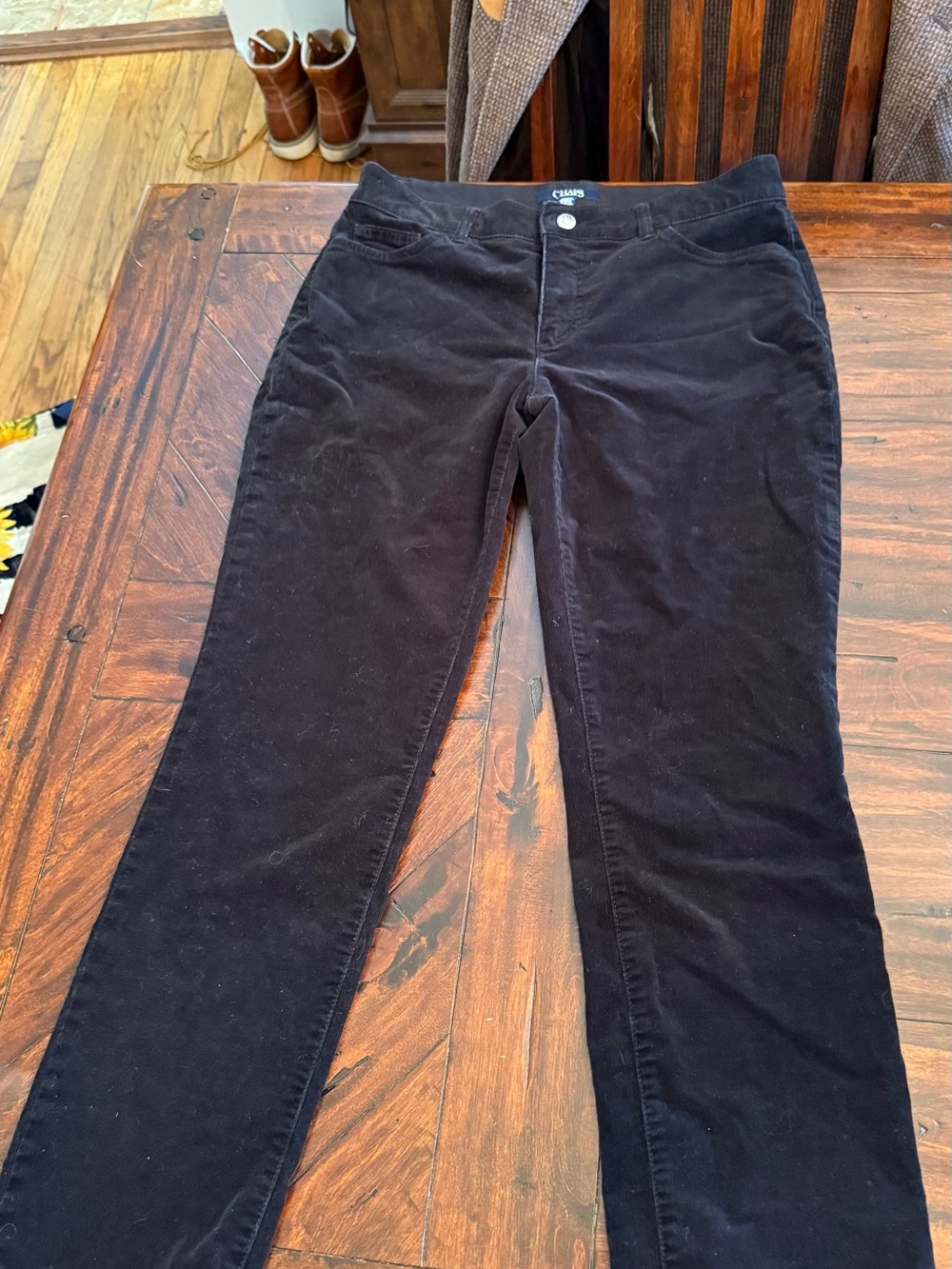 Chaps Black Corduroy Straight-Leg Women’s Pants